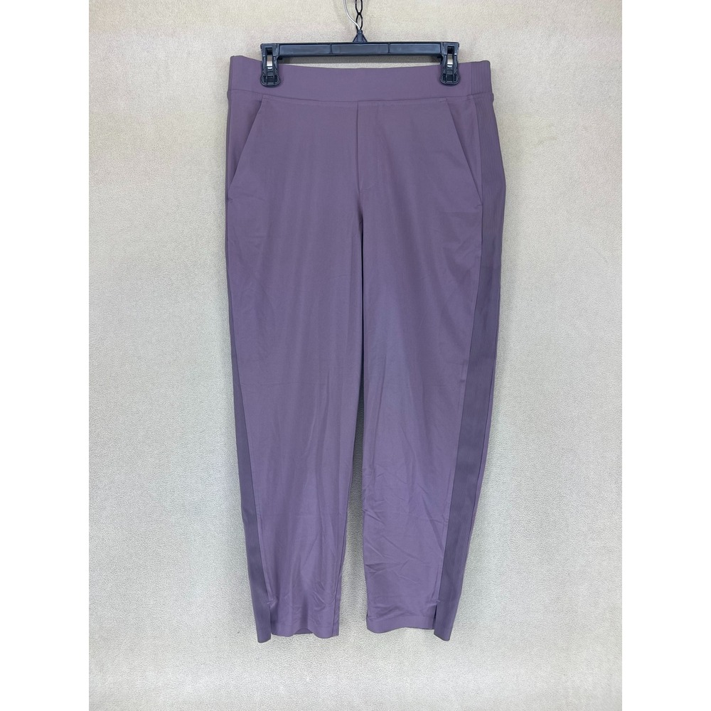 Athleta Women's Brooklyn Purple Jogger Pants 8 Ribbed Side Detail‎ Elastic Waist